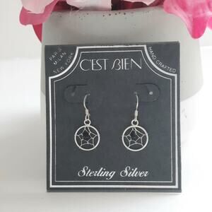 925 Sterling Silver Dream Catcher Wire Hook Dangle Earrings Southwestern NEW
